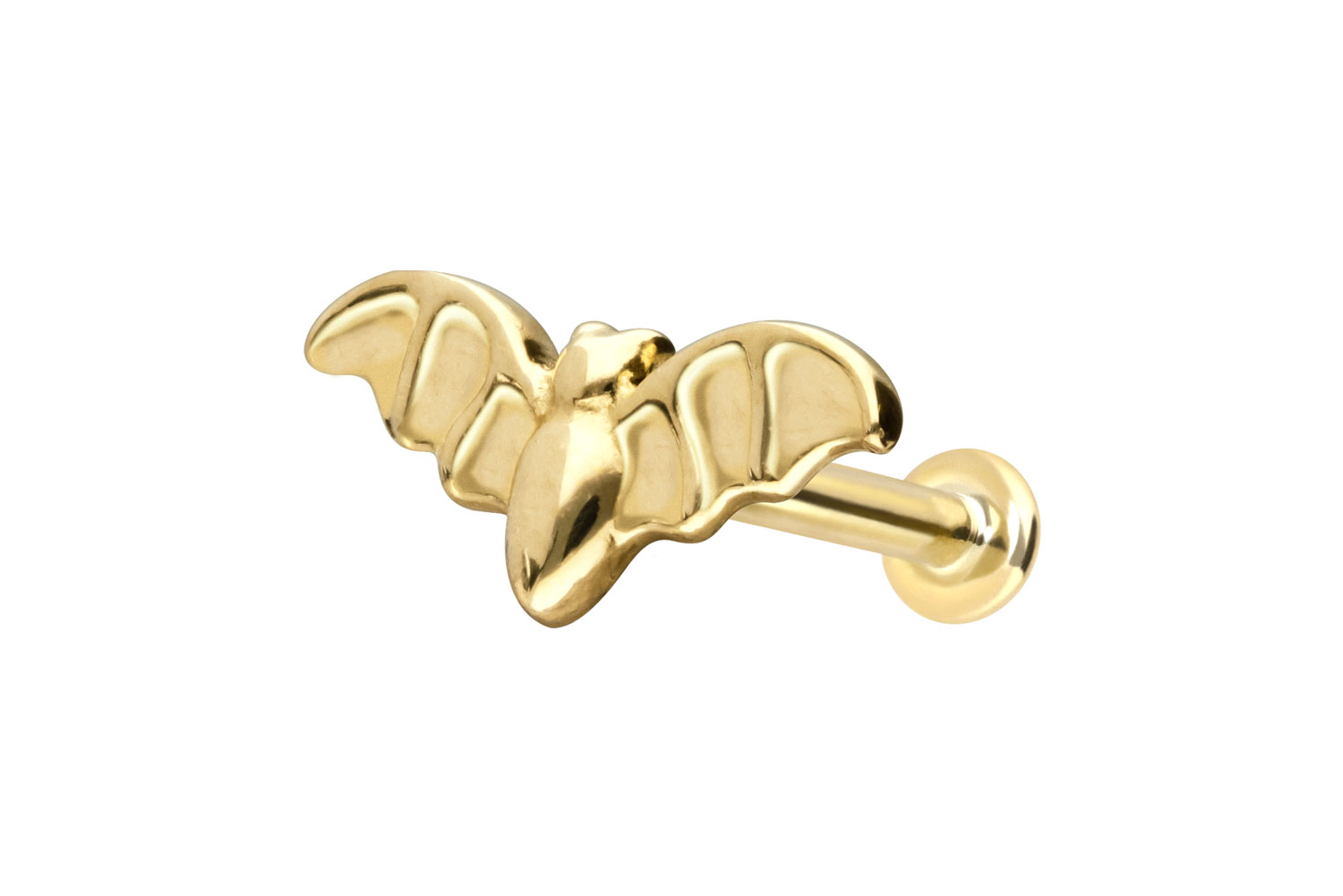 14 Karat Gold Labret Piercing mit Push Fit FLEDERMAUS